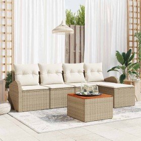 Conjunto de sofá de jardín 6 pcs Beige y