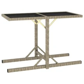 Garden table with glass top and beige synthetic rattan 110x53x72 cm by vidaXL, Garden tables - Ref: Foro24-46454, Price: 52,3...