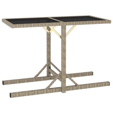 Garden table with glass top and beige synthetic rattan 110x53x72 cm by vidaXL, Garden tables - Ref: Foro24-46454, Price: 71,3...