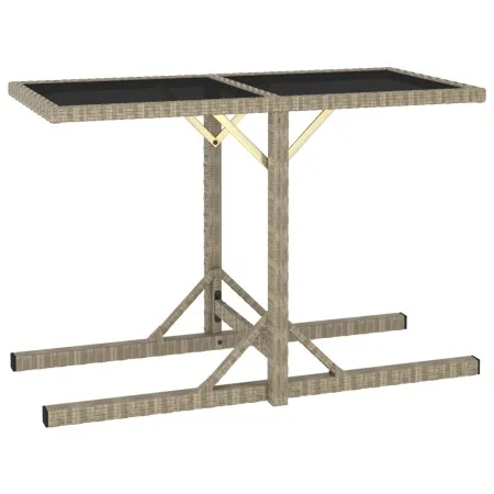 Garden table with glass top and beige synthetic rattan 110x53x72 cm by vidaXL, Garden tables - Ref: Foro24-46454, Price: 52,3...