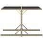 Garden table with glass top and beige synthetic rattan 110x53x72 cm by vidaXL, Garden tables - Ref: Foro24-46454, Price: 71,3...