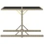 Garden table with glass top and beige synthetic rattan 110x53x72 cm by vidaXL, Garden tables - Ref: Foro24-46454, Price: 52,3...