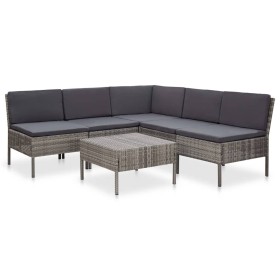 6-teiliges Gartenmöbel-Set und graue synthetische Rattankissen von vidaXL, Gartensets - Ref: Foro24-48938, Preis: 429,93 €, R...