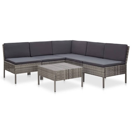 6-teiliges Gartenmöbel-Set und graue synthetische Rattankissen von vidaXL, Gartensets - Ref: Foro24-48938, Preis: 429,93 €, R...