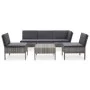 6-teiliges Gartenmöbel-Set und graue synthetische Rattankissen von vidaXL, Gartensets - Ref: Foro24-48938, Preis: 422,05 €, R...
