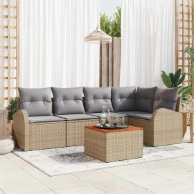 Conjunto de sofá de jardín 6 pcs beige y gris claro