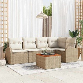 Conjunto de sofá de jardín 6 pcs Beige y