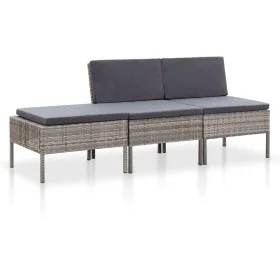 3-teiliges Gartenmöbel-Set und graue synthetische Rattankissen von vidaXL, Gartensets - Ref: Foro24-48958, Preis: 124,97 €, R...