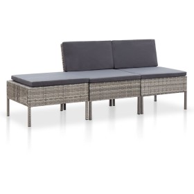 3-teiliges Gartenmöbel-Set und graue synthetische Rattankissen von vidaXL, Gartensets - Ref: Foro24-48958, Preis: 124,78 €, R...