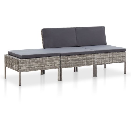 3-teiliges Gartenmöbel-Set und graue synthetische Rattankissen von vidaXL, Gartensets - Ref: Foro24-48958, Preis: 125,39 €, R...