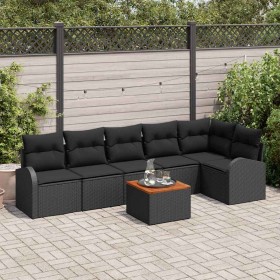 Conjunto de sofá de jardín 7 pcs Negro