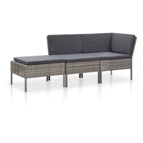 3-teiliges Gartenmöbel-Set und graue synthetische Rattankissen von vidaXL, Gartensets - Ref: Foro24-48962, Preis: 293,99 €, R...
