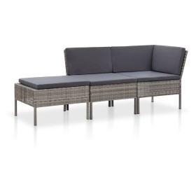 3-teiliges Gartenmöbel-Set und graue synthetische Rattankissen von vidaXL, Gartensets - Ref: Foro24-48962, Preis: 255,33 €, R...