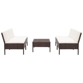 5-teiliges Gartensofa-Set und braune synthetische Rattankissen von vidaXL, Gartensets - Ref: Foro24-48943, Preis: 312,24 €, R...