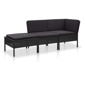 3-piece garden furniture set and black synthetic rattan cushions by vidaXL, Garden sets - Ref: Foro24-48961, Price: 274,54 €,...