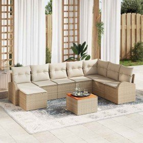 Conjunto de sofá de jardín 9 pcs Beige y