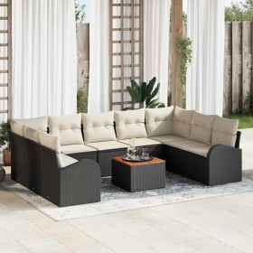 Conjunto de sofá de jardín 10 pcs Negro y