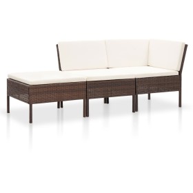 3-teiliges Gartenmöbel-Set und braune Kissen aus synthetischem Rattan von vidaXL, Gartensets - Ref: Foro24-48959, Preis: 326,...