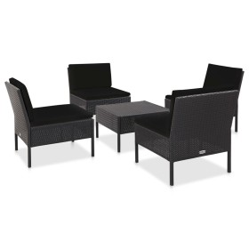 5-piece garden sofa set and black synthetic rattan cushions by vidaXL, Garden sets - Ref: Foro24-48945, Price: 338,23 €, Disc...