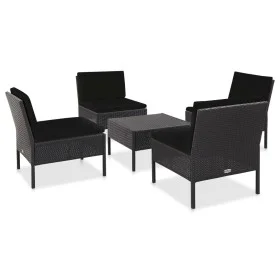 5-teiliges Gartensofa-Set und schwarze synthetische Rattankissen von vidaXL, Gartensets - Ref: Foro24-48945, Preis: 333,14 €,...