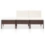 Set muebles de jardín 3 pzas y cojines ratán sintético marrón de vidaXL, Conjuntos de jardín - Ref: Foro24-48955, Precio: 141...