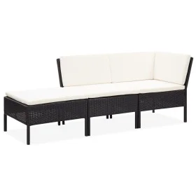 3-teiliges Gartenmöbel-Set und schwarze synthetische Rattankissen von vidaXL, Gartensets - Ref: Foro24-48960, Preis: 232,16 €...