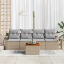 Conjunto de sofá de jardín 5 pcs beige y gris claro
