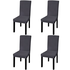 Funda para silla elástica recta 4 unidades gris antracita