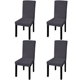 Gerader elastischer Stuhlbezug 4 Einheiten anthrazitgrau von vidaXL, Abdeckungen - Ref: Foro24-131425, Preis: 19,07 €, Rabatt: %