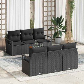 Conjunto de sofá de jardín 7 pcs Negro