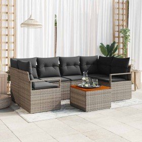 Conjunto de sofá de jardín 7 pcs Gris