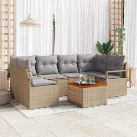 Conjunto de sofá de jardín 7 pcs beige y gris claro
