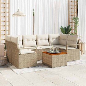 Conjunto de sofá de jardín 7 pcs Beige y
