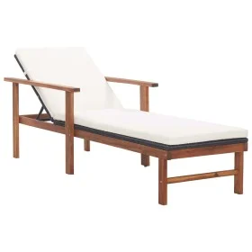Lounger with synthetic rattan cushion and solid black acacia wood by vidaXL, Loungers - Ref: Foro24-48707, Price: 133,98 €, D...