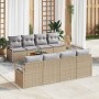 Conjunto de sofá de jardín 9 pcs beige y gris claro