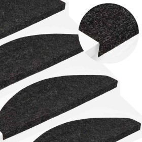 Alfombrilla autoadhesiva escalera 15 uds negra 56x17x3 cm