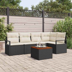 Conjunto de sofá de jardín 6 pcs Negro y Conjunto de sofá de jardín 6 pcs Negro y