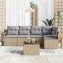 Conjunto de sofá de jardín 6 pcs beige y gris claro