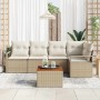 Conjunto de sofá de jardín 6 pcs Beige y