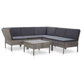 6-piece garden furniture set and gray synthetic rattan cushions by vidaXL, Garden sets - Ref: Foro24-48950, Price: 479,28 €, ...