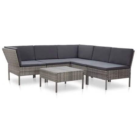 6-teiliges Gartenmöbel-Set und graue synthetische Rattankissen von vidaXL, Gartensets - Ref: Foro24-48950, Preis: 455,12 €, R...