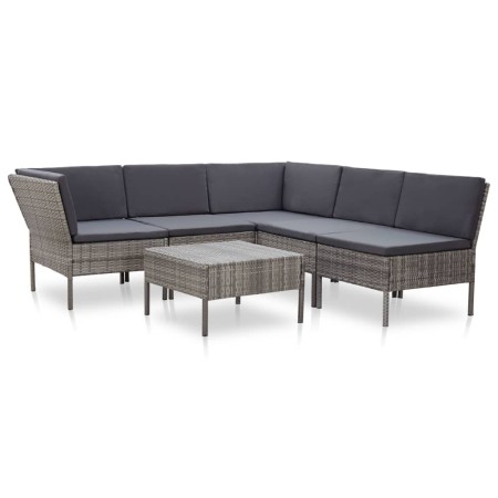 6-teiliges Gartenmöbel-Set und graue synthetische Rattankissen von vidaXL, Gartensets - Ref: Foro24-48950, Preis: 479,28 €, R...