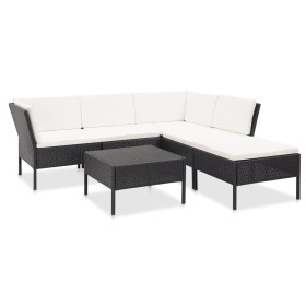 Garden furniture set, 6 pieces, with black synthetic rattan cushions. by vidaXL, Garden sets - Ref: Foro24-48940, Price: 427,...