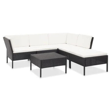 Garden furniture set, 6 pieces, with black synthetic rattan cushions. by vidaXL, Garden sets - Ref: Foro24-48940, Price: 432,...