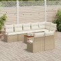 Conjunto de sofá de jardín 9 pcs Beige y