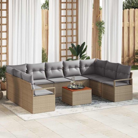 Conjunto de sofá de jardín 10 pcs beige y gris claro