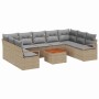 Conjunto de sofá de jardín 10 pcs beige y gris claro