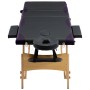 Camilla de masaje plegable 3 zonas madera negro y morado