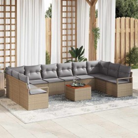Conjunto de sofá de jardín 11 pcs beige y gris claro