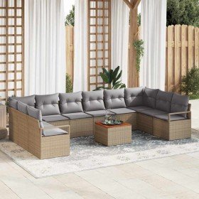 Conjunto de sofá de jardín 11 pcs beige y gris claro